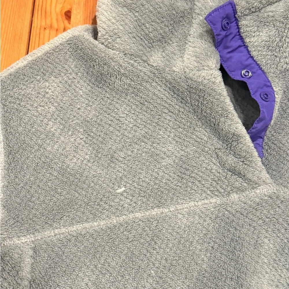 Patagonia Gray and Purple Fleece Pullover